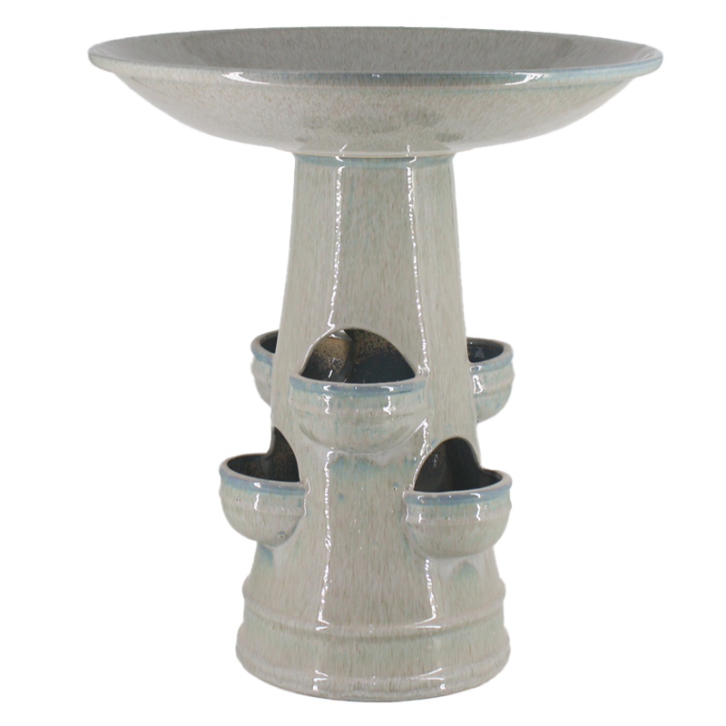 Garden Ceramic Birdbath with Planter