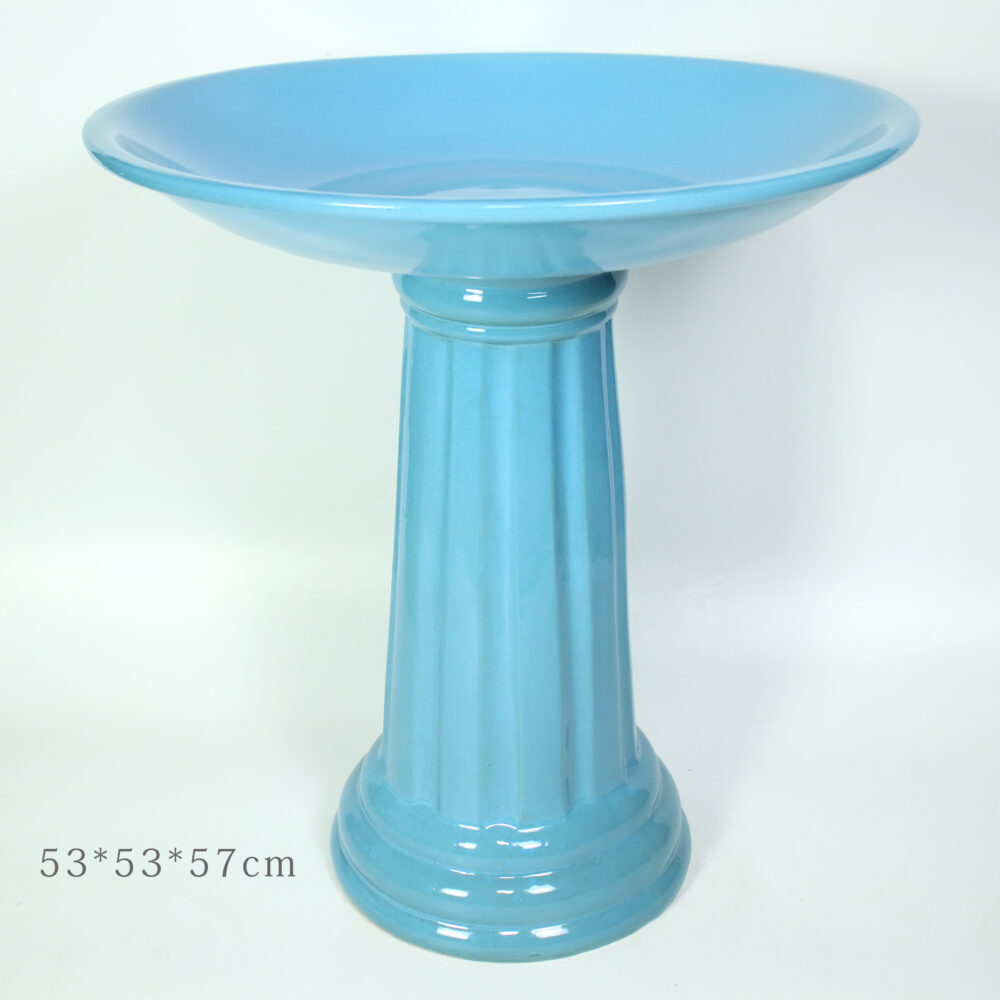 Fluted Column Ceramic Birdbath