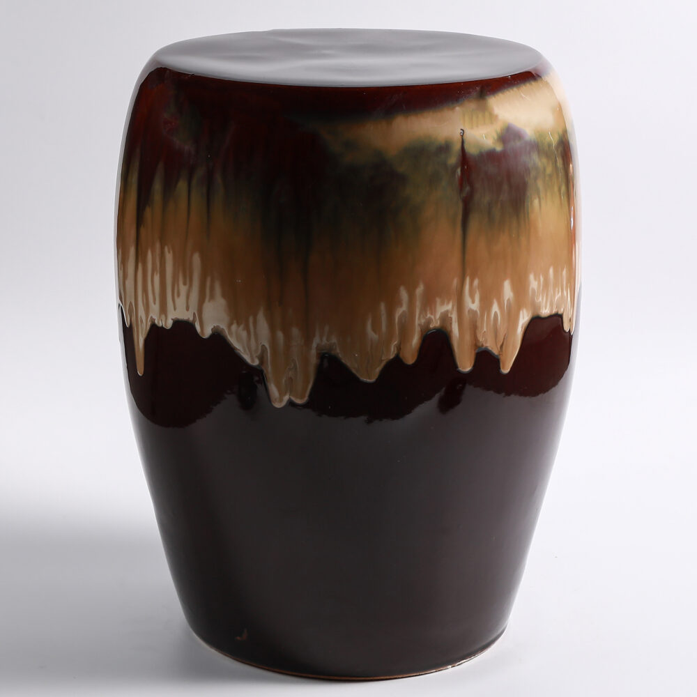 Drip Glaze Ceramic Drum Stool