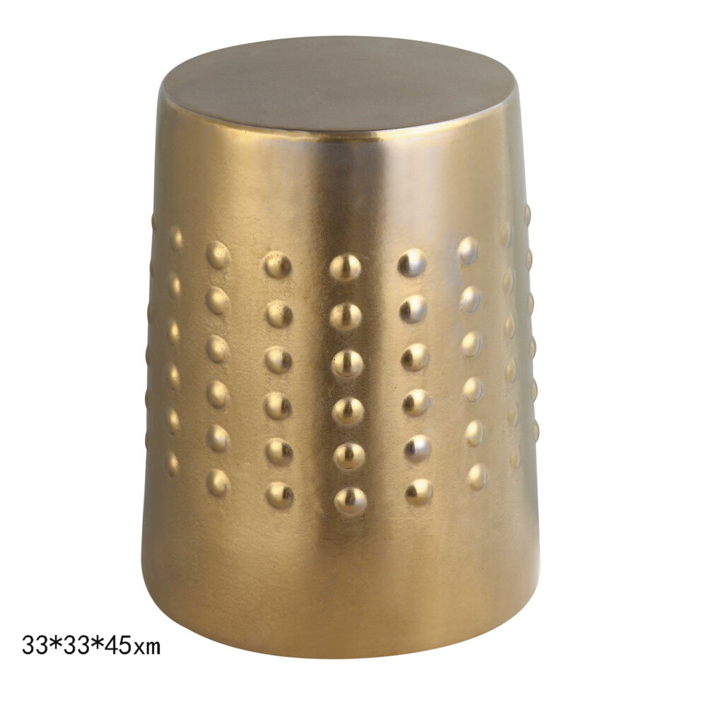 Tapered Cylinder Ceramic Stool with Raised Stud Detailing