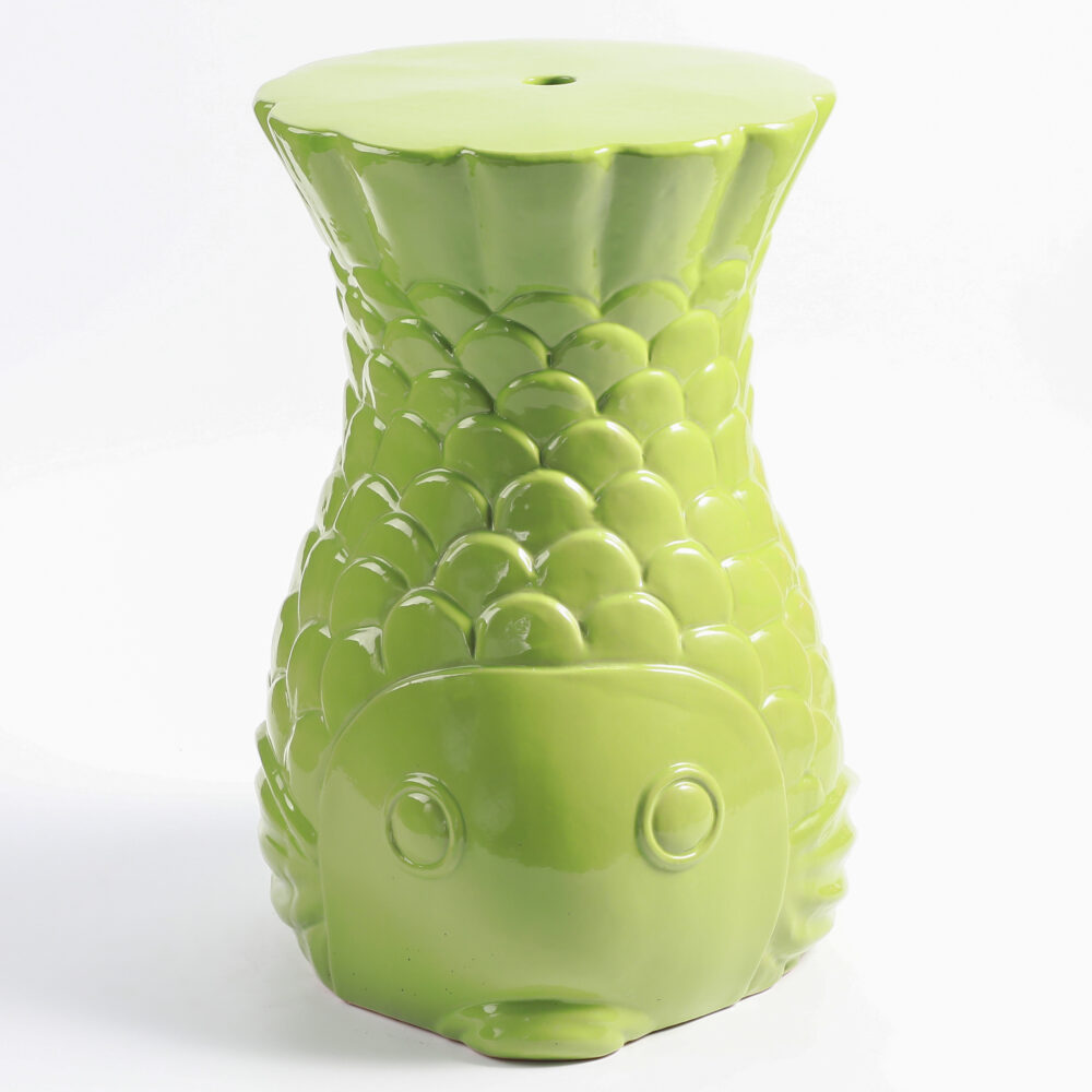 Fish Sculptural Embossed Ceramic Stool