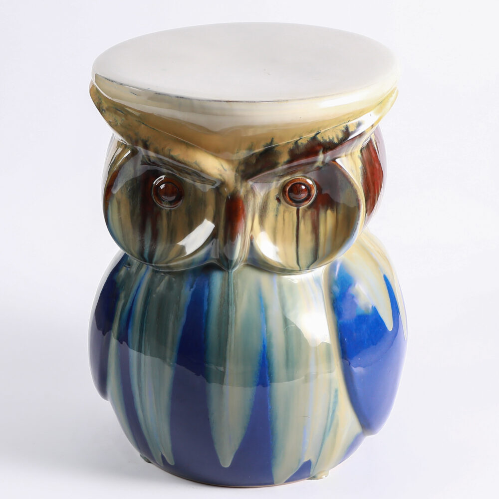 Owl Sculptural Ceramic Accent Stool