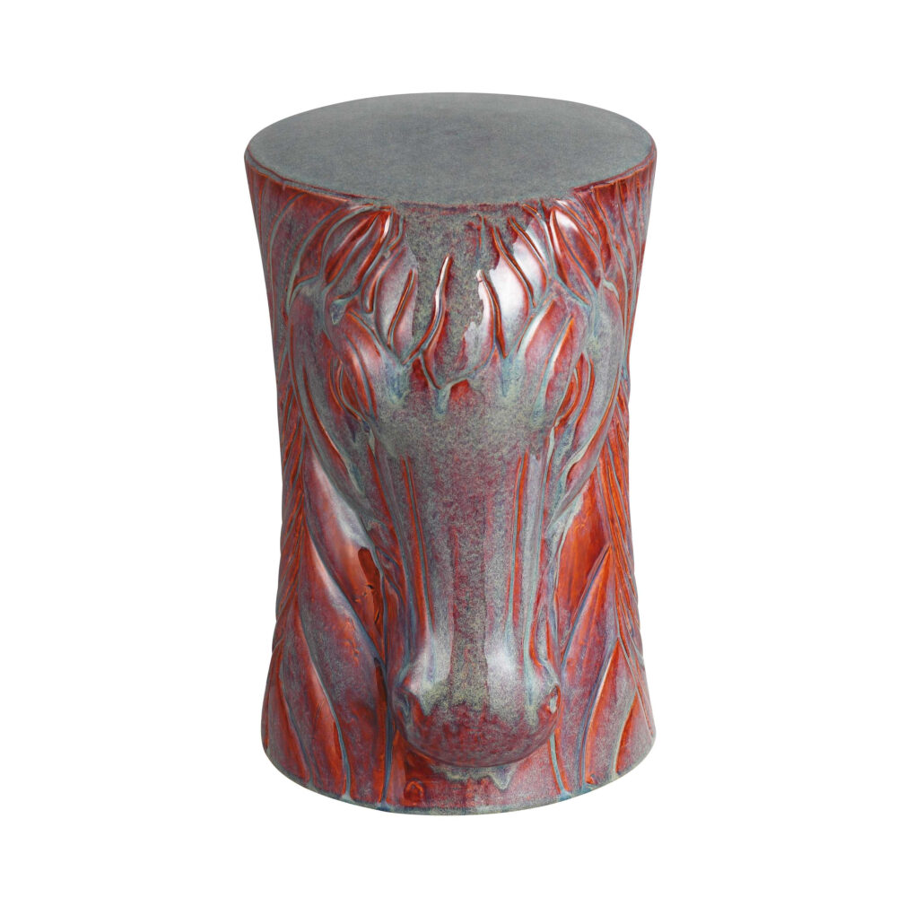 Horse Head Sculptural Embossed Ceramic Stool GS20