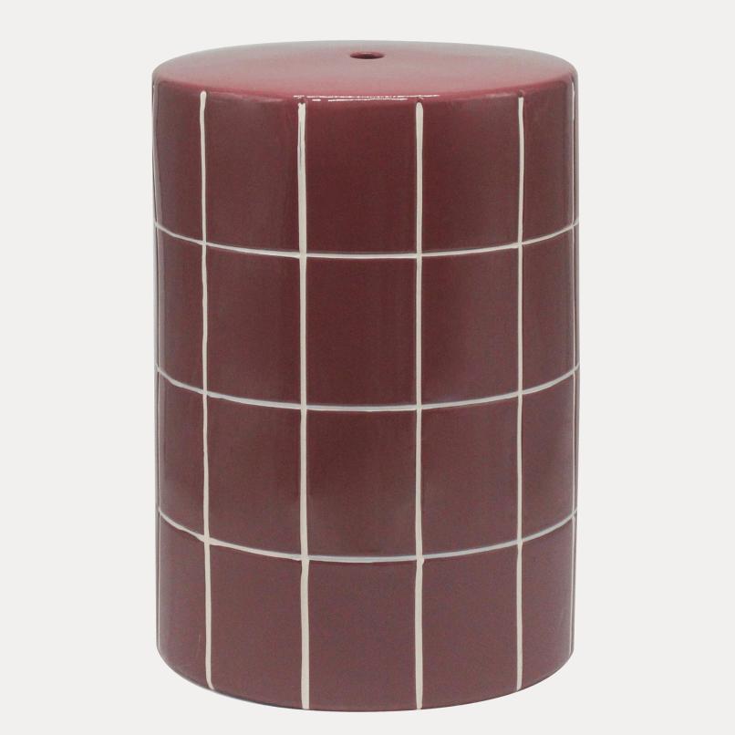 Modern Checkered Ceramic Garden Stool