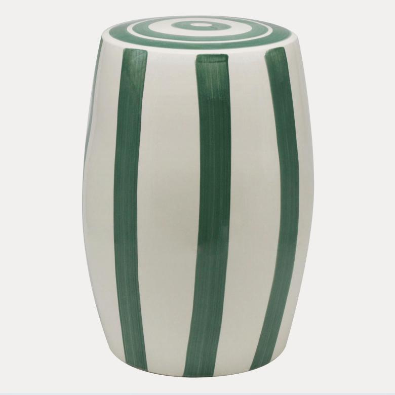 Vertical Stripe Pattern Ceramic Drum Stool