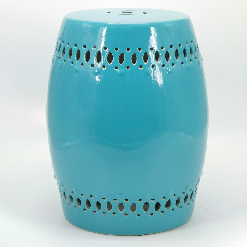 Double Band Lace Cutout Ceramic Drum Stool