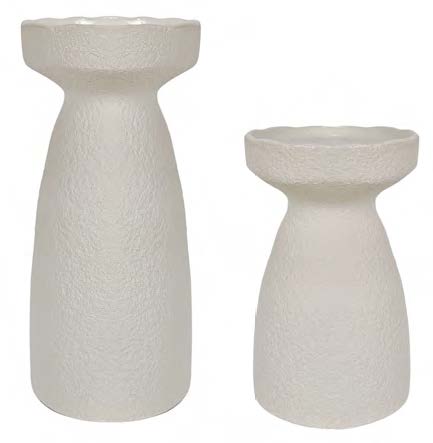 Matte White Textured Sculptural Ceramic Candle Holders