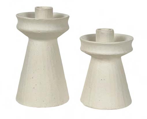 Matte Off-White Speckled Ceramic Taper Candle Holders