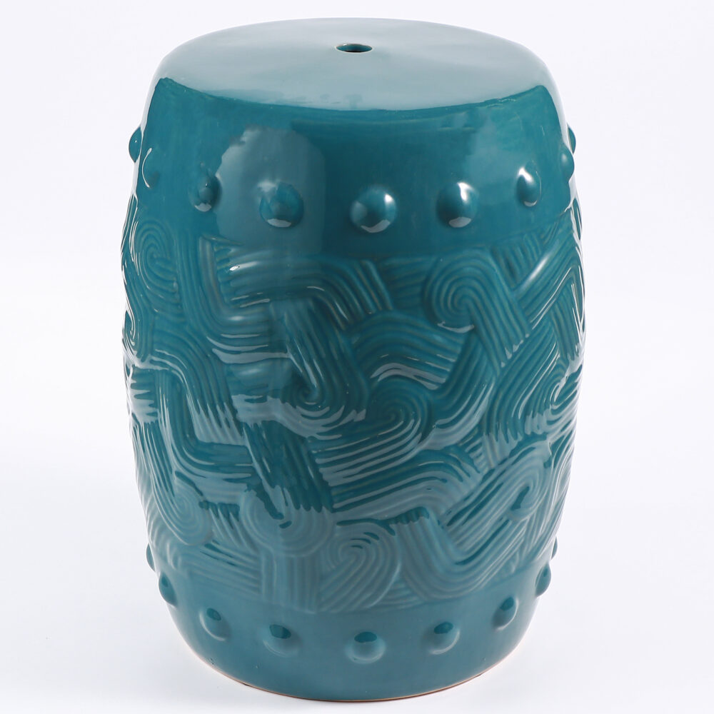 Woven Texture & Raised Stud Ceramic Drum Stool