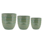 Set of 3 Layered Horizontal Ribbed Ceramic Planters  A480