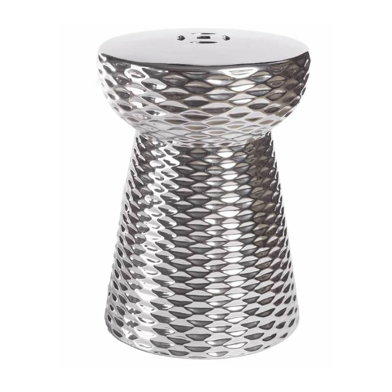 Hourglass Wavy Scale Embossed Ceramic Garden Stool GS101