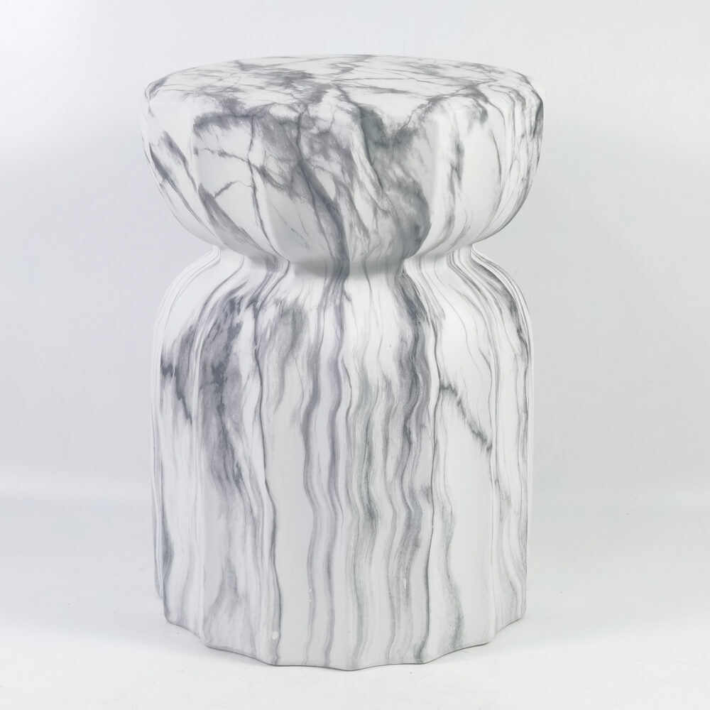 Double Tier Fluted Ribbed Hourglass Ceramic Garden Stool GS103