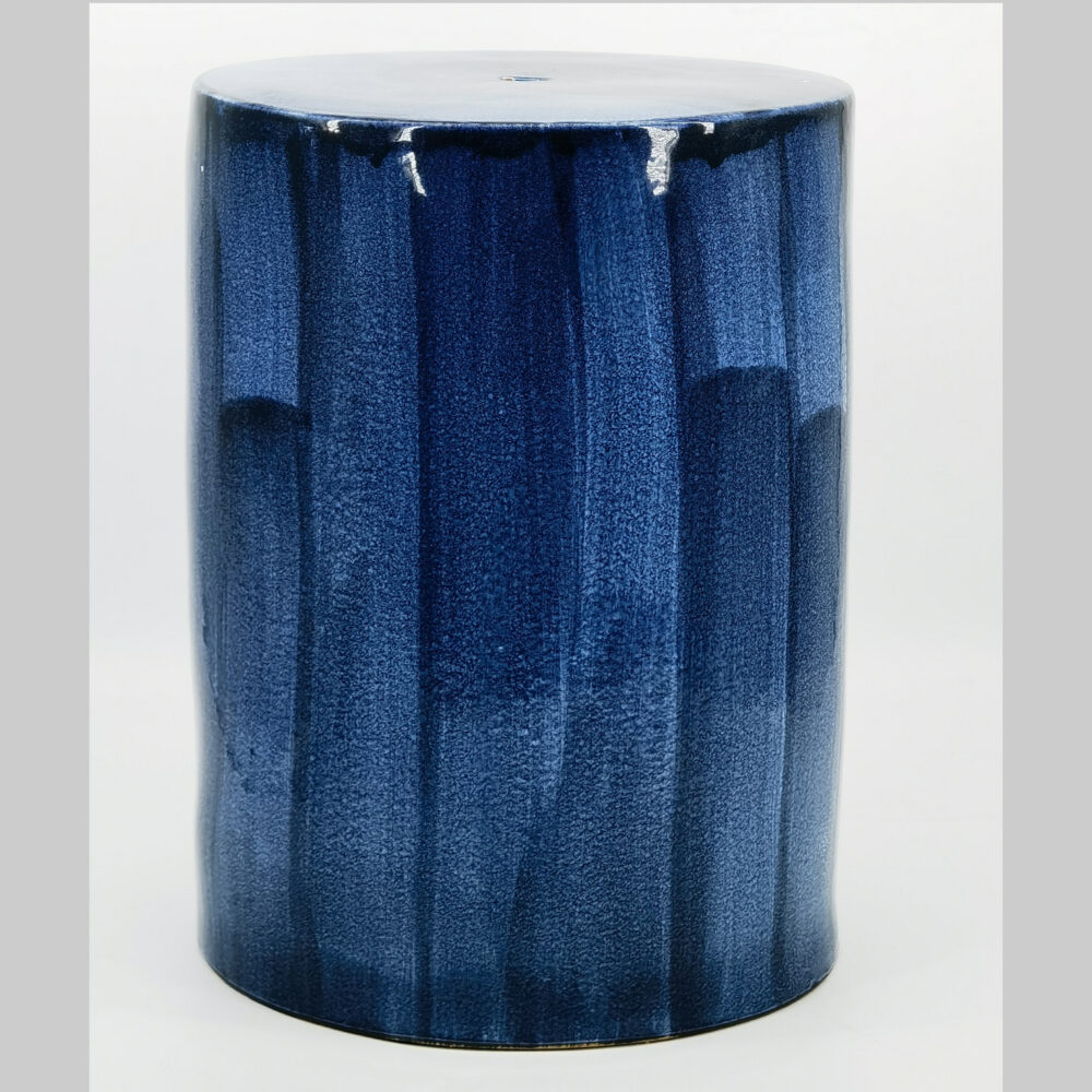 Vertical Fluted Reactive Glaze Cylindrical Ceramic Garden Stool GS111