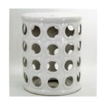Circular Ring Hollow Perforated Cylindrical Ceramic Drum Stool GS133