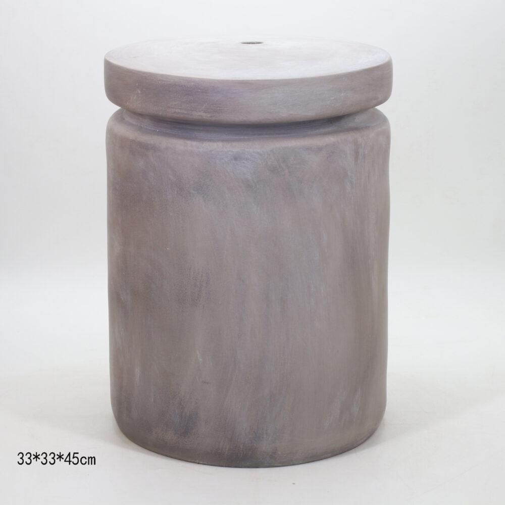 Wide Rim Solid Cylindrical Matte Ceramic Drum Stool  GS146
