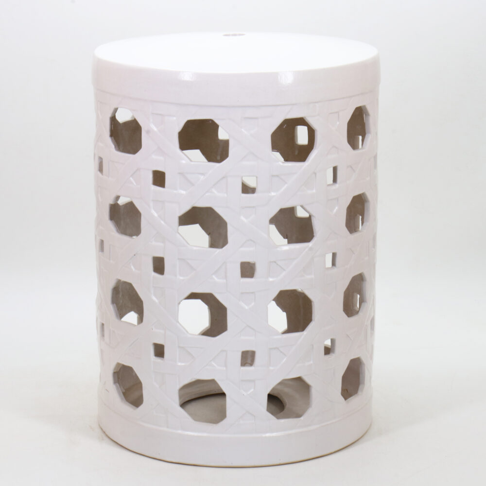 Woven Lattice Octagonal Openwork Cylindrical Ceramic Stool  GS147