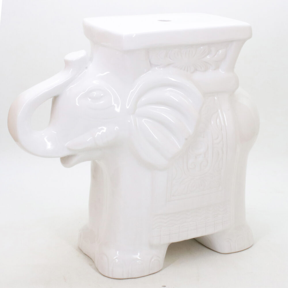 3D Sculpted Elephant Figurine Ceramic Garden Stool  GS148