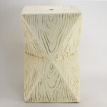 Twisted Square Embossed Wood Grain Ceramic Accent Stool  GS151