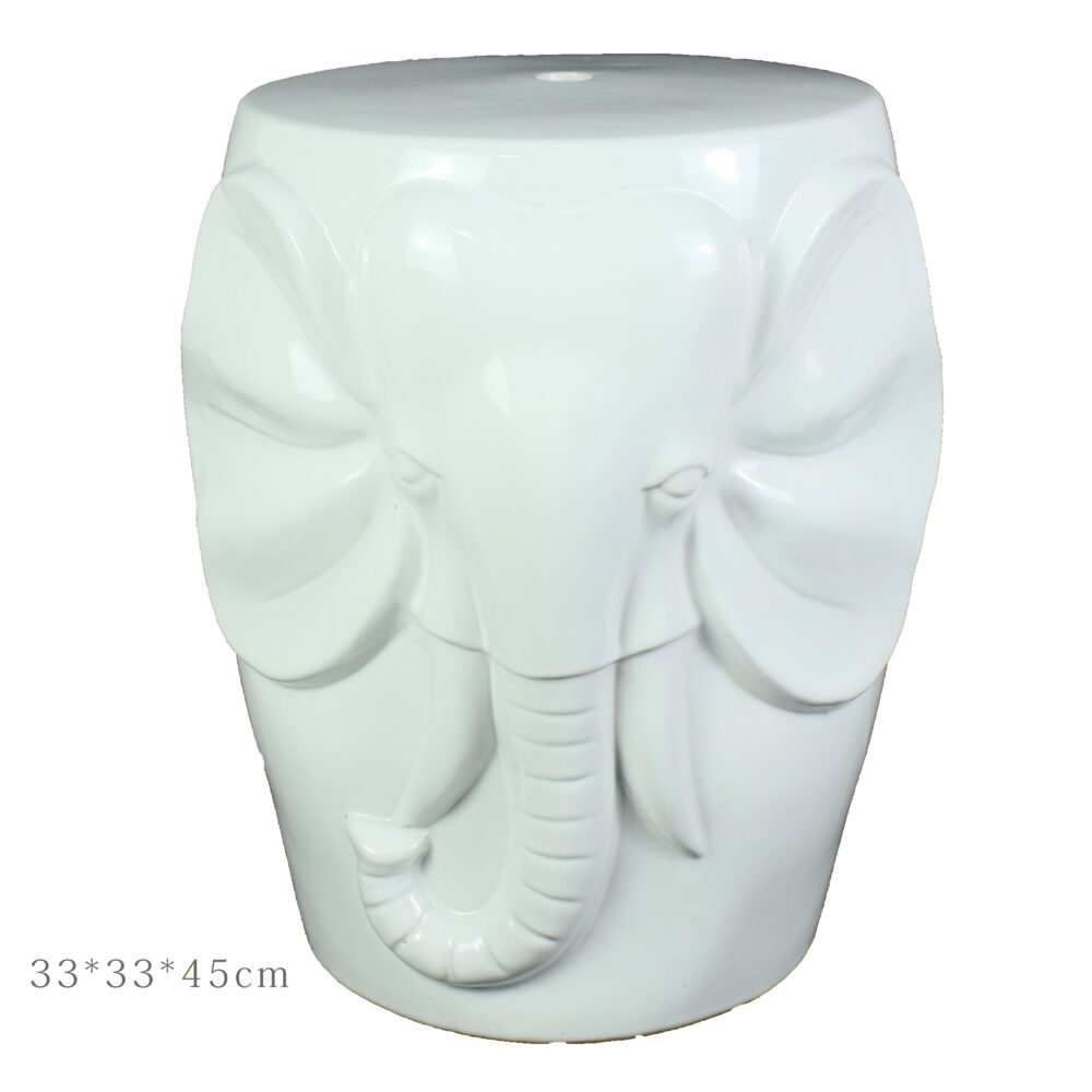 3D Embossed Elephant Head Barrel Ceramic Stool  GS159