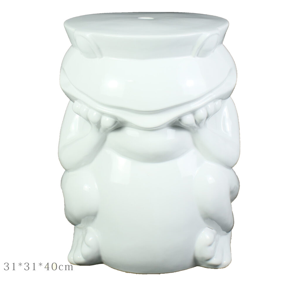 Full Sculpted Frog Figurine Ceramic Stool  GS160