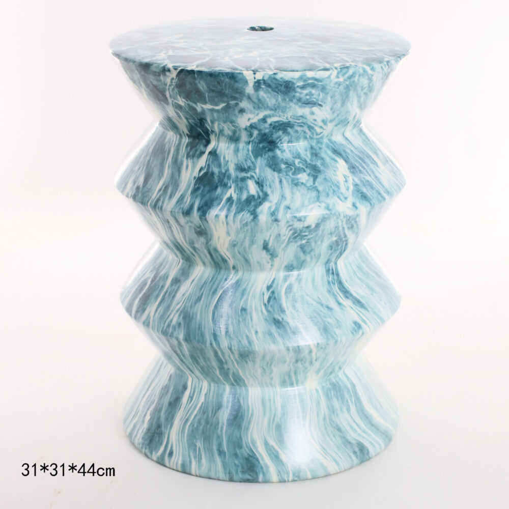 Multi-Tier Layered Wave Geometric Ceramic Stool  GS162