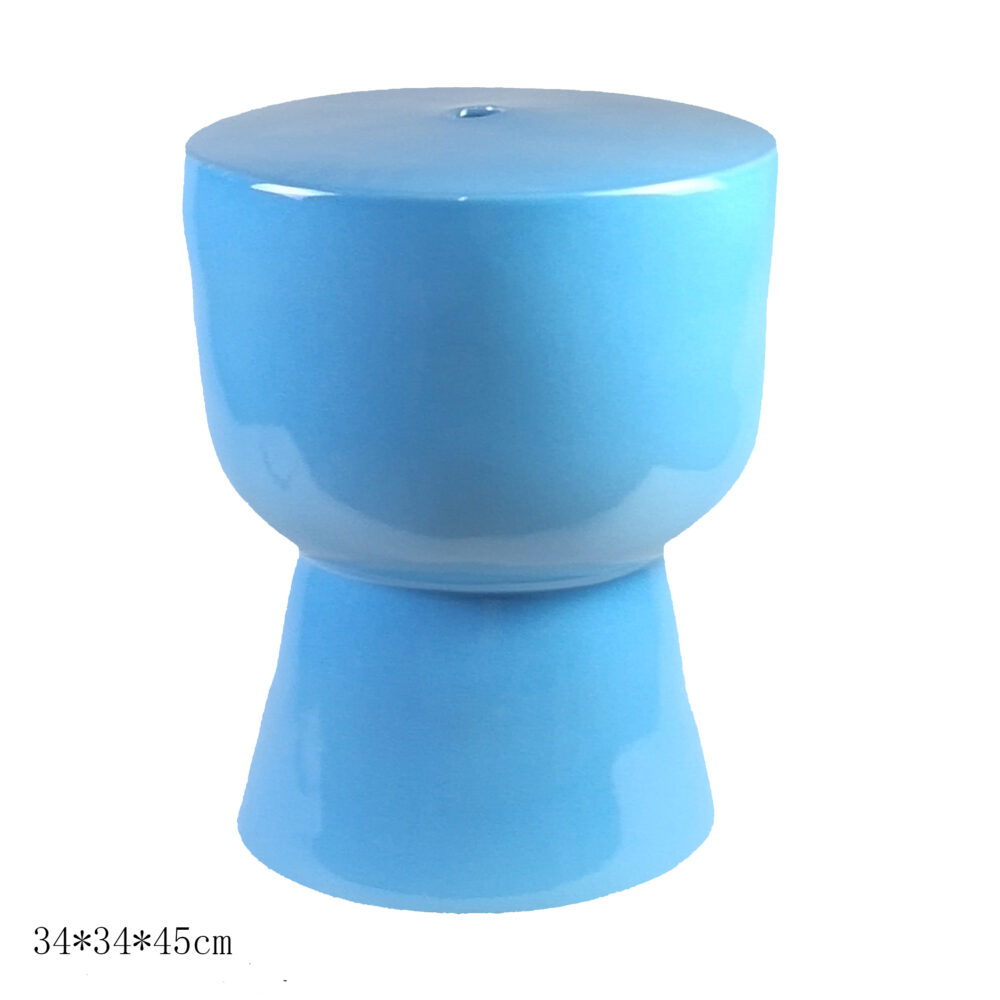 Two-Piece Curved Hourglass Ceramic Accent Stool GS168