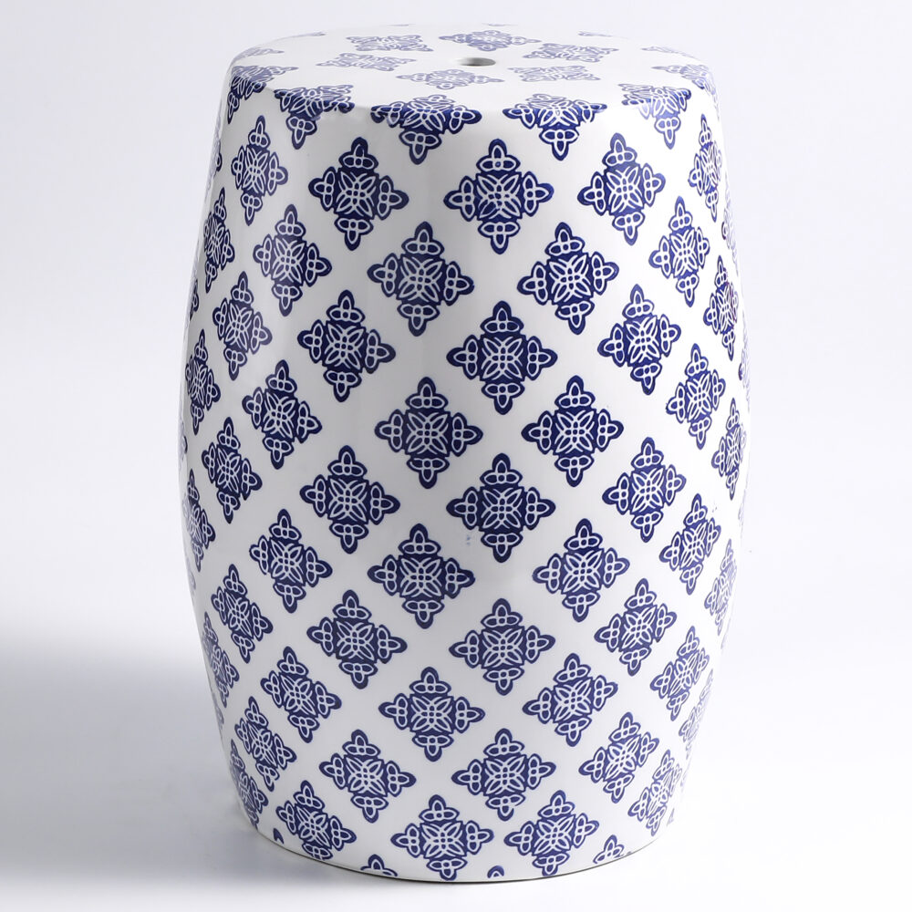 Striped Hand-Painted Ceramic Drum Stool GS50