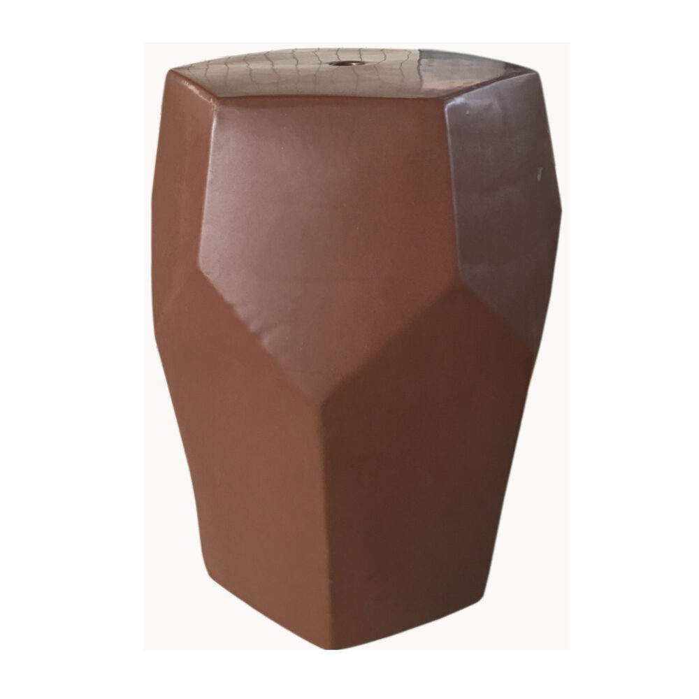 Geometric Faceted Hexagonal Ceramic Drum Stool GS51