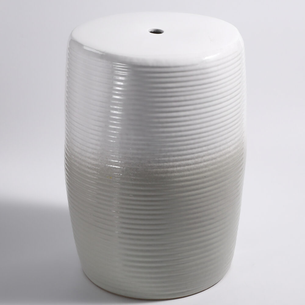 Horizontally Ribbed Ceramic Drum Stool  GS57
