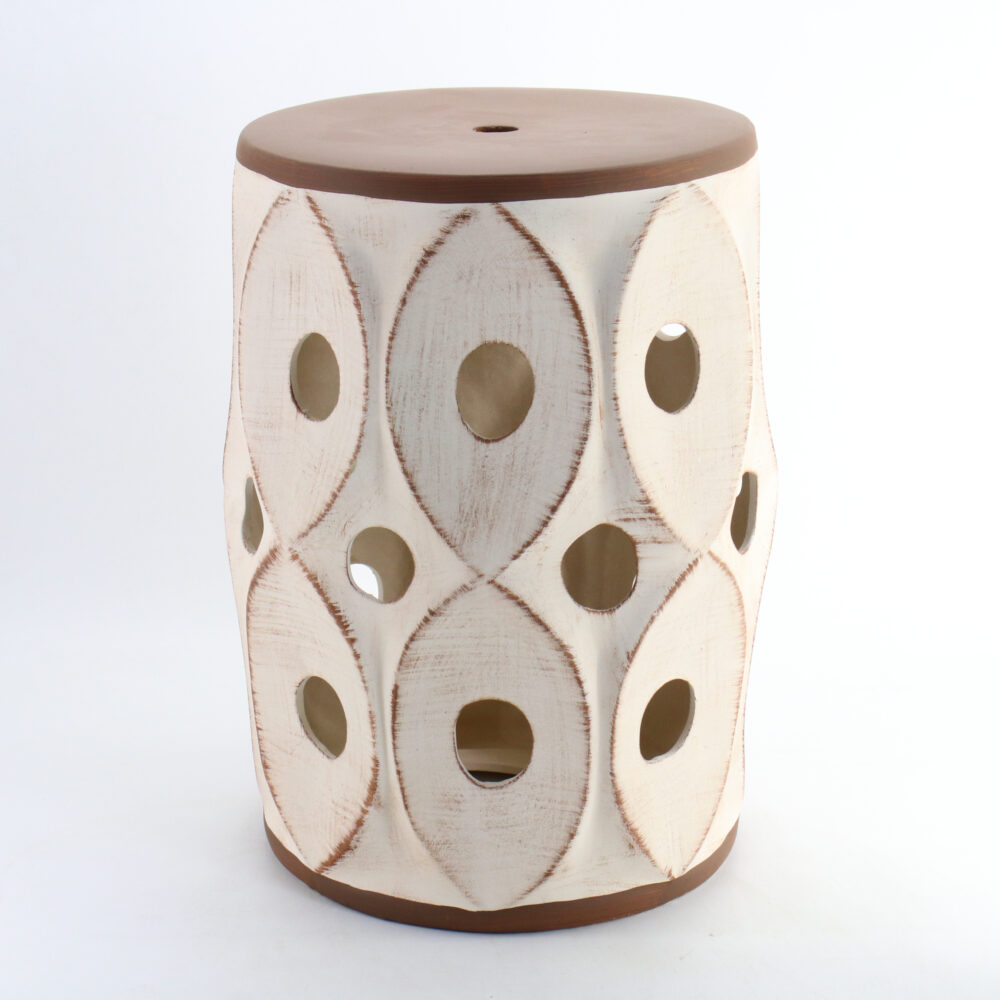 Artistic Cutout Ceramic Drum Stool  GS58