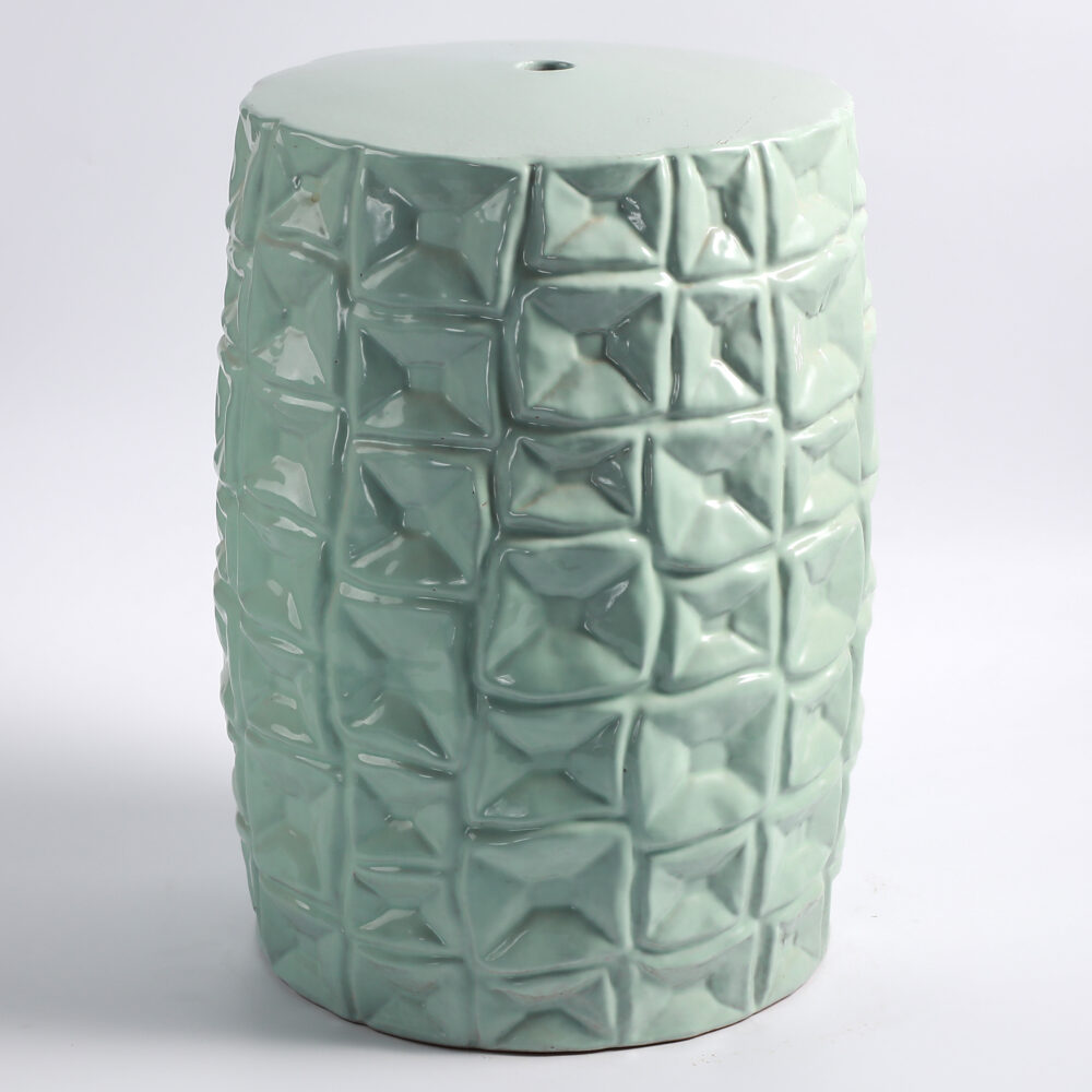 Embossed Pyramid Textured Ceramic Drum Stool  GS60