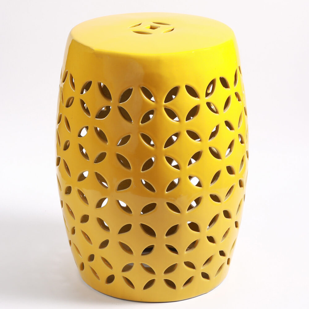 Flower of Life Cutout Ceramic Drum Stool GS65