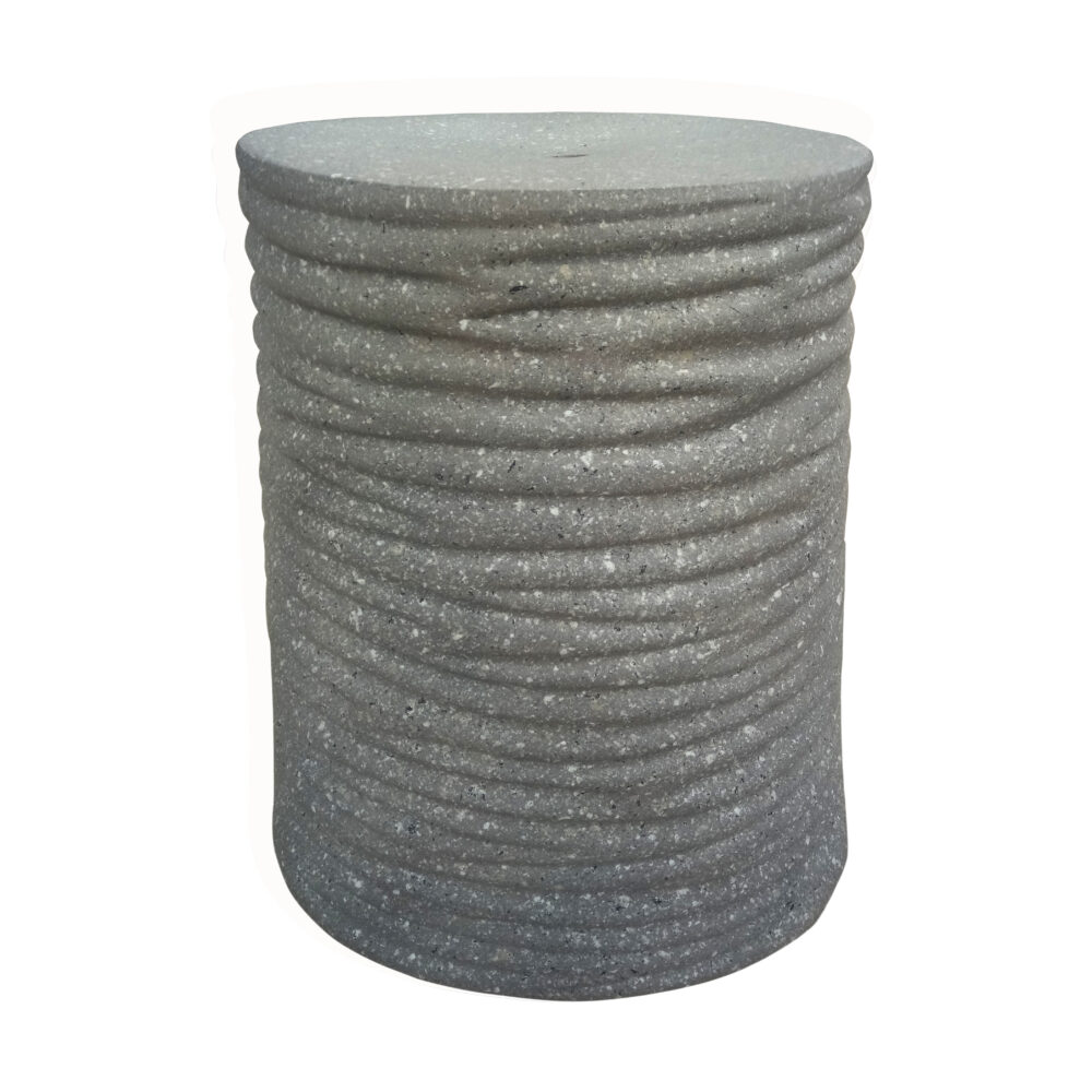 Textured Wavy Ribbed Cylindrical Ceramic Garden Stool  GS68