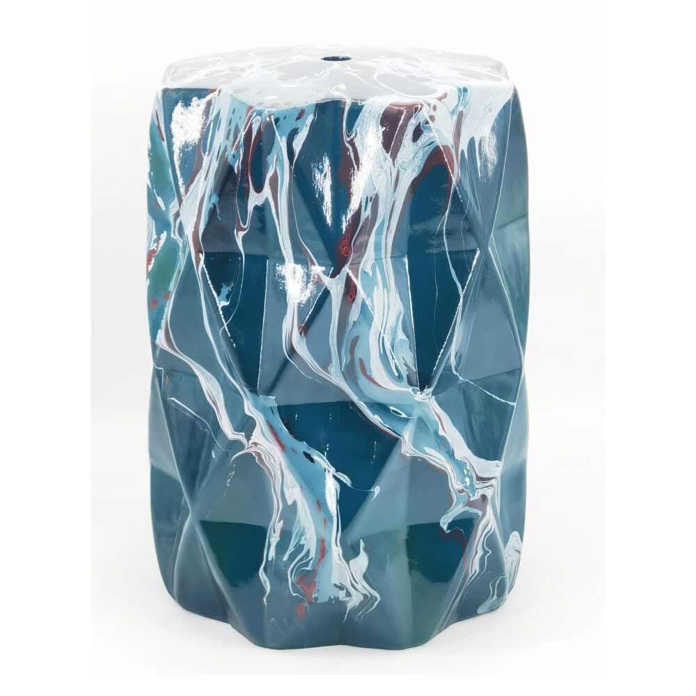 Metallic Geometric Diamond Facet Ceramic Garden Stool GS73