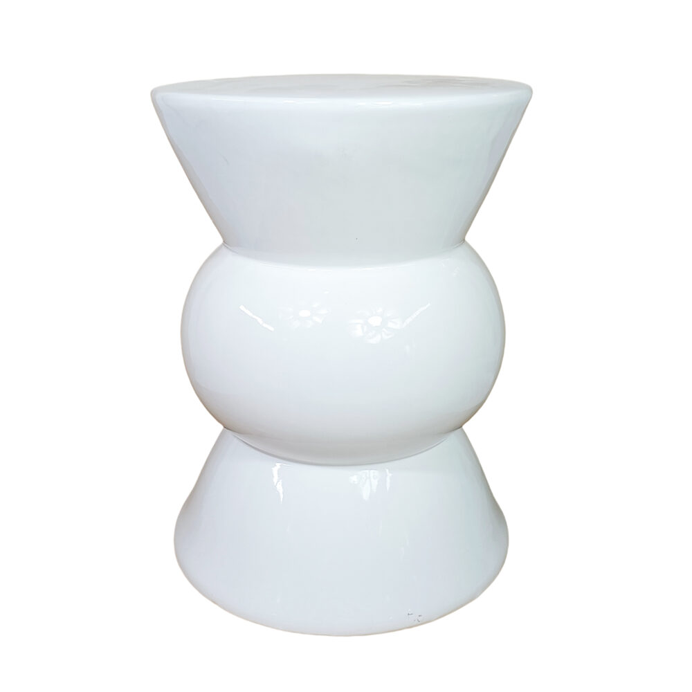 Three-Tier Hourglass Bulb Sculptural Ceramic Drum Stool GS199
