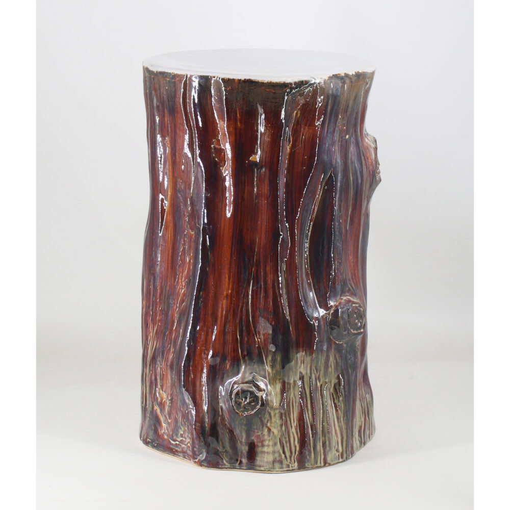Tree Trunk Bark Textured Ceramic Drum Stool GS206