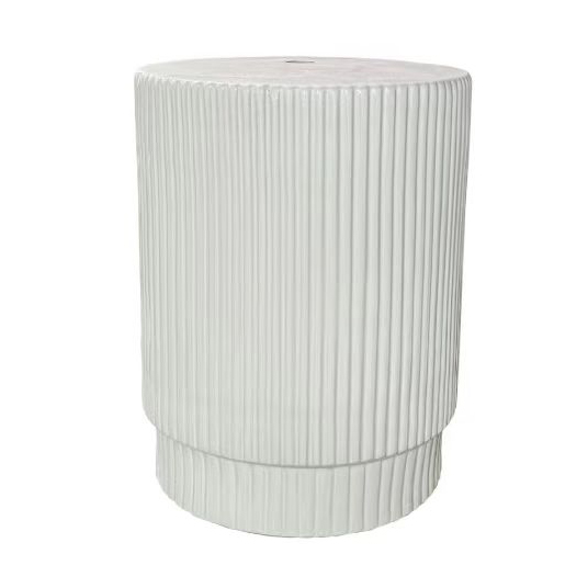 Vertical Ribbed Two-Tier Cylindrical Ceramic Drum Stool GS208