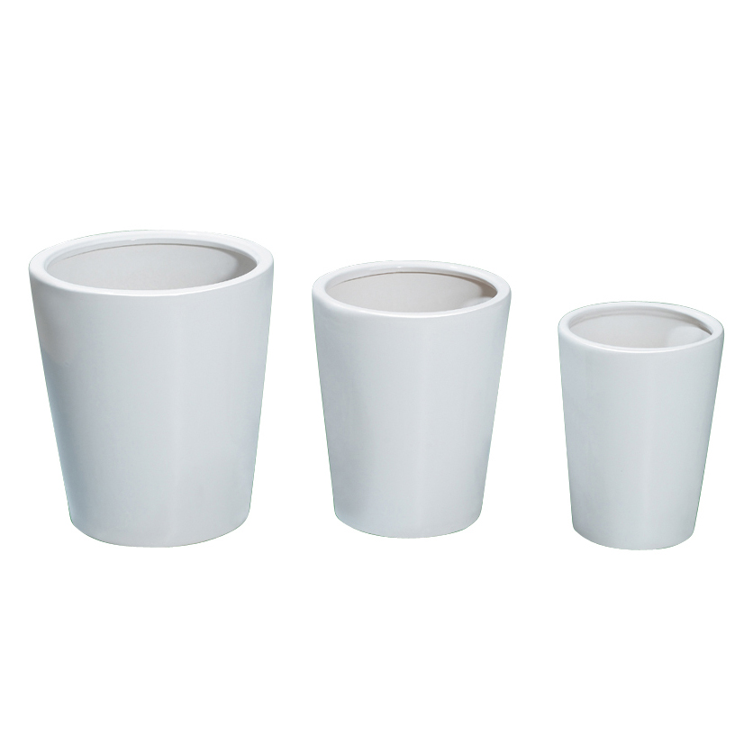 Metallic Hammered Texture Tapered Ceramic Planter Set of 3 A048