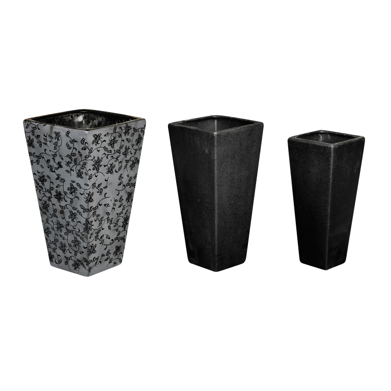 Tapered Square Plant Pot Collection, Indoor Decorative Planter Set of 3 A178