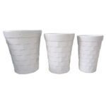 Modern Block‑Textured Ceramic Plant Pot Set of 3 for Indoor & Outdoor Use A288