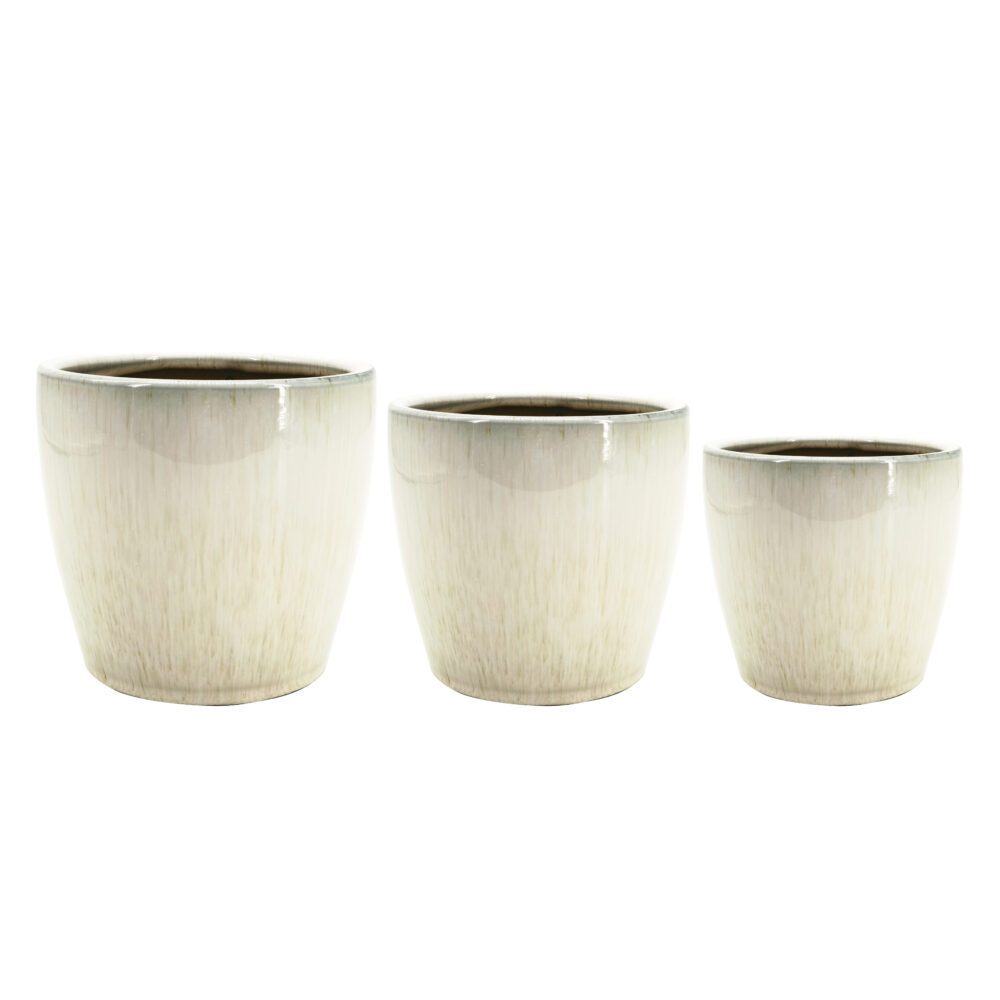 Modern Striped Ceramic Planters Set of 3, Multi‑Size Decor Pots for Houseplants A293