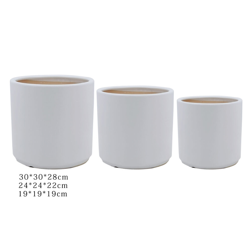 Vintage Floral Embossed‑Print Ceramic Planters Set of 3, Decor Cylinder Pots for Houseplants A298