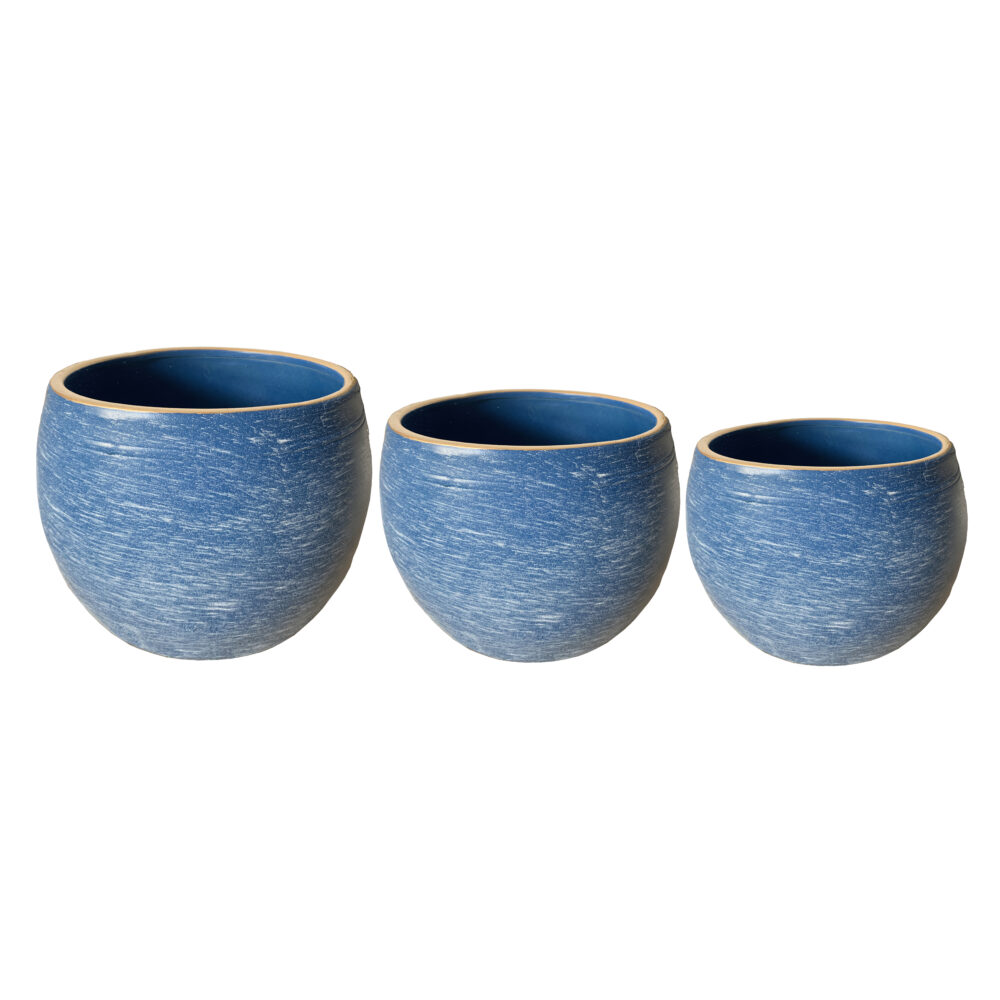 Set of 3 Brushed‑Finish Ceramic Plant Pots A311