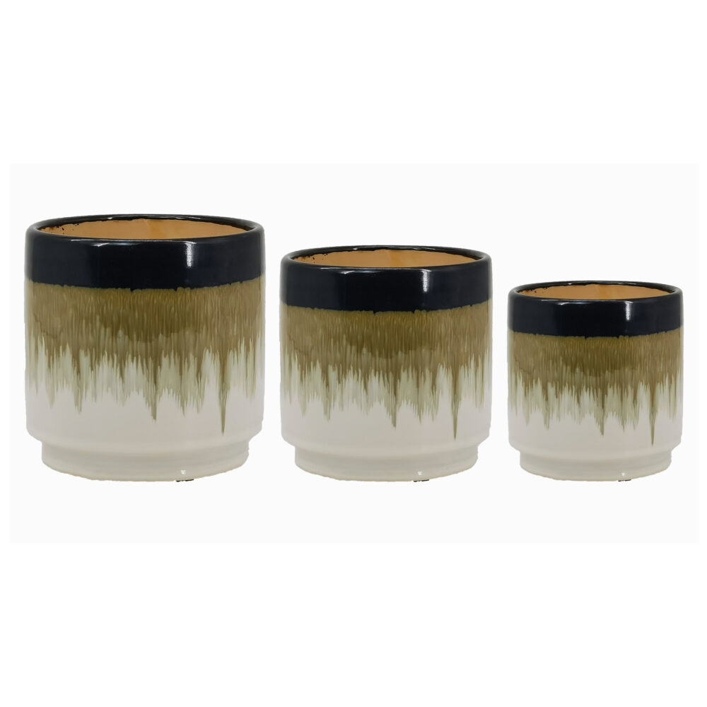 Ceramic Plant Pot Set of 3, Cylindrical Flower Planters for Indoor Home Decor A340