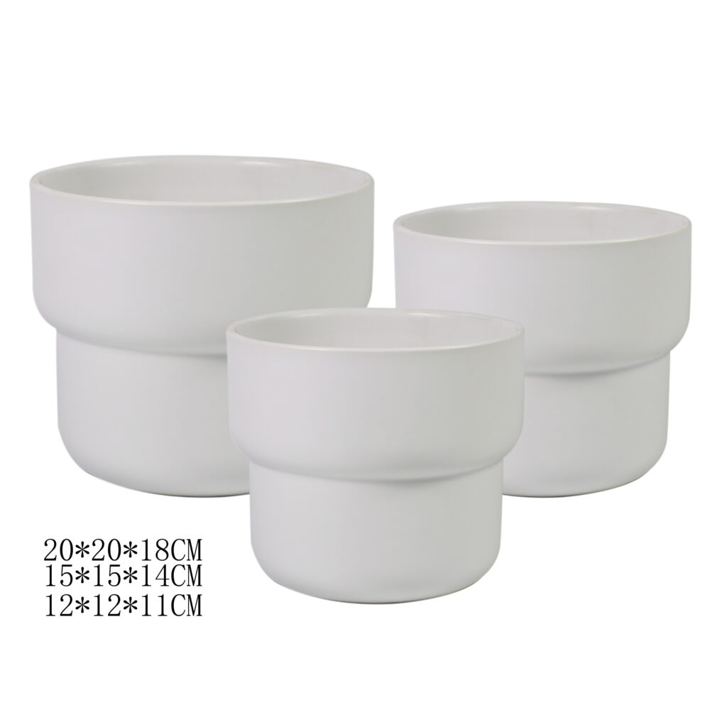 Set of 3 Modern Segmented Ceramic Plant Pots A378