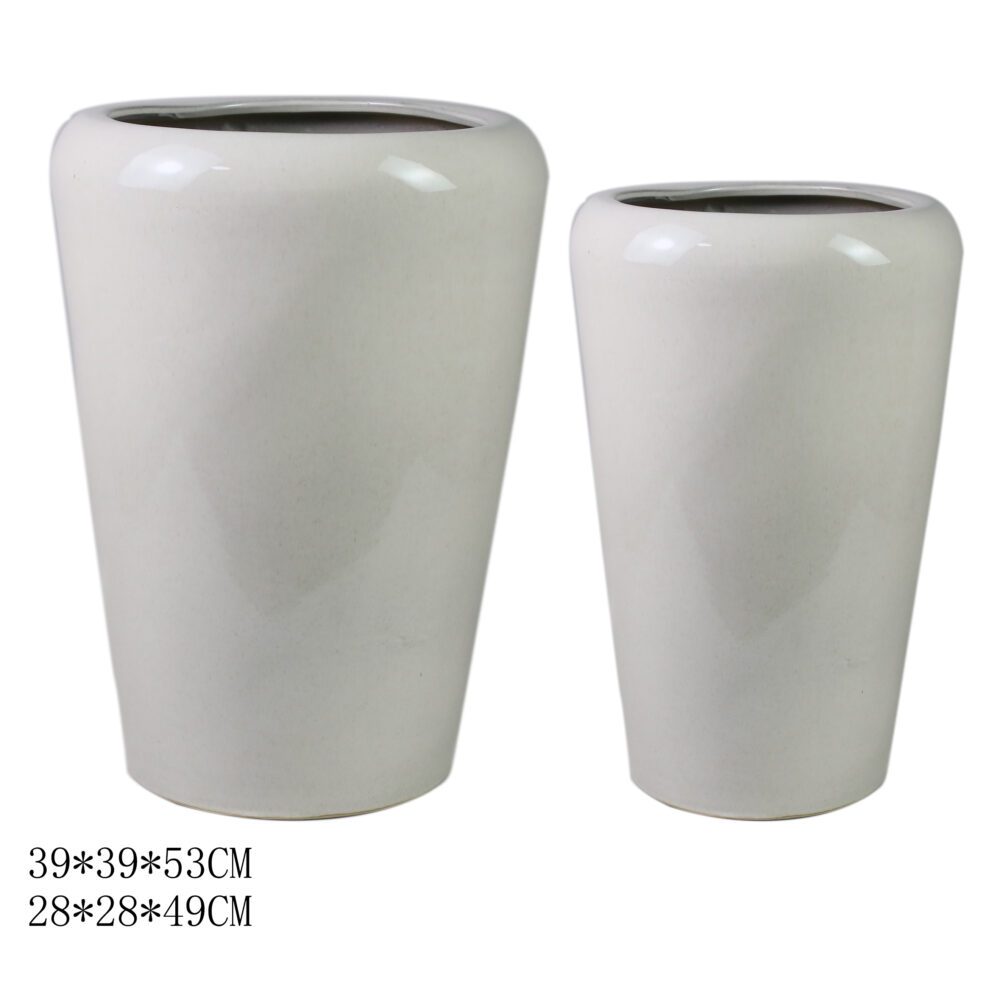 Set of 2 Tall Tapered Ceramic Plant Pots A392