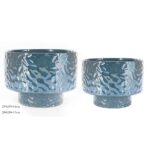 Set of 2 Textured Pedestal Ceramic Plant Pots  A438