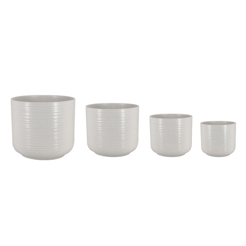 Set of 4 Horizontal Ribbed Ceramic Plant Pots  A450