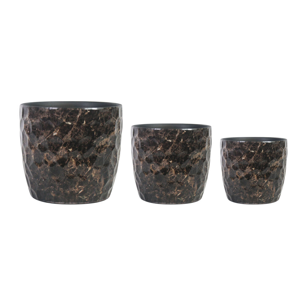 Set of 3 Marble‑Textured Ceramic Plant Pots A459