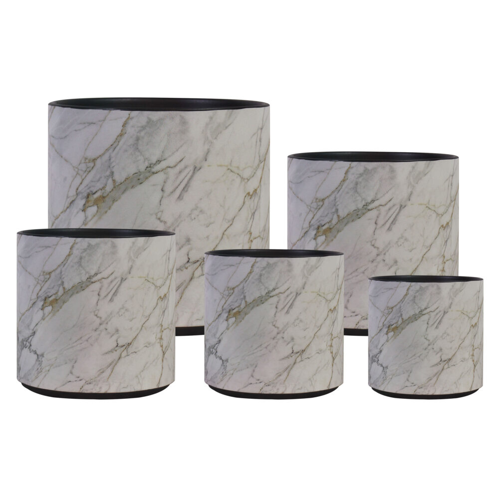 Set of 5 Marble‑Patterned Plant Pots A461